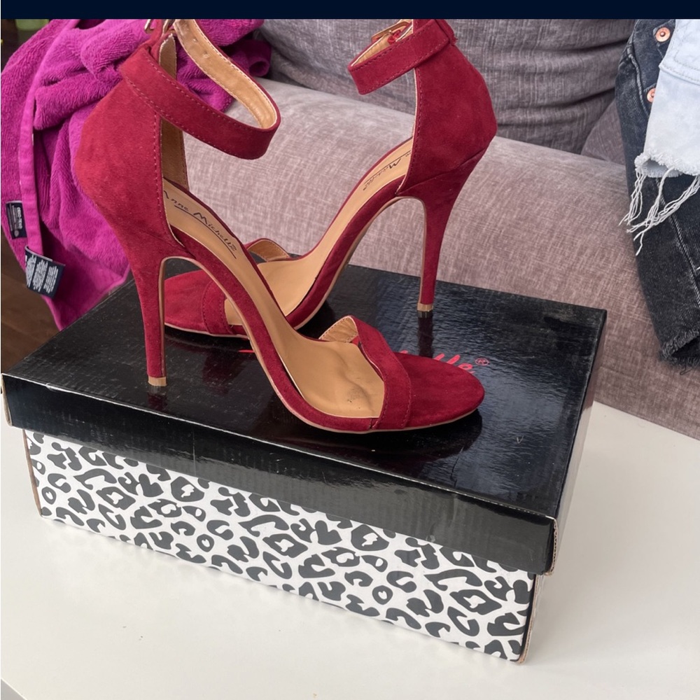 Red Velvet Suede heels. Size 7.